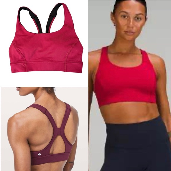 Lululemon Power Through Sports Bra Size 6 Deep Ruby - Picture 1 of 8